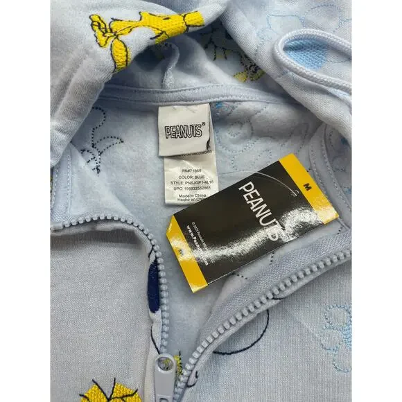 Peanuts Snoopy & Woodstock Hoodie Size M Blue Full Zip Jacket Women’s NWT - Picture 4 of 7